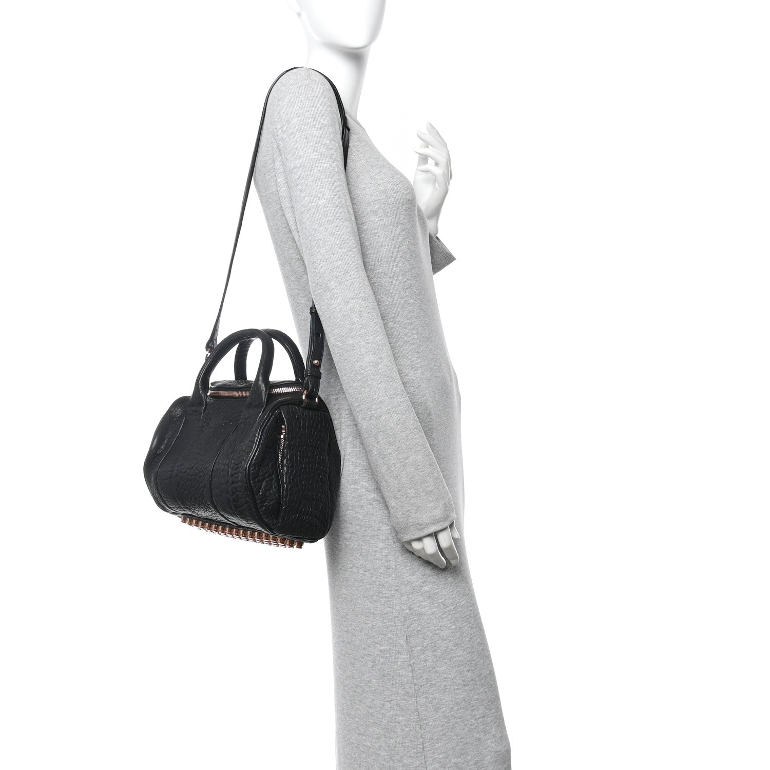 Alexander Wang Pebbled Lambskin Rockie Black Rose Gold Hardware
