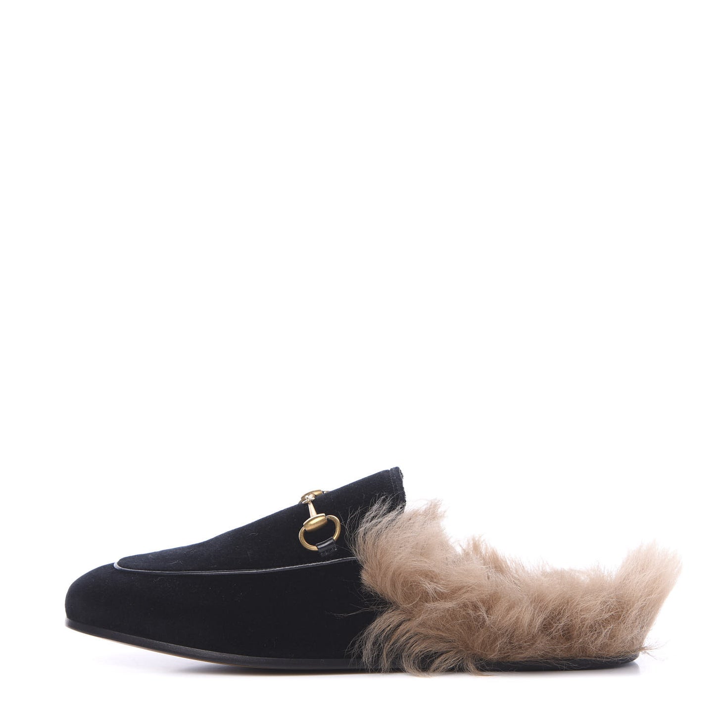 Velvet Fur Womens Princetown Slippers 38 Black