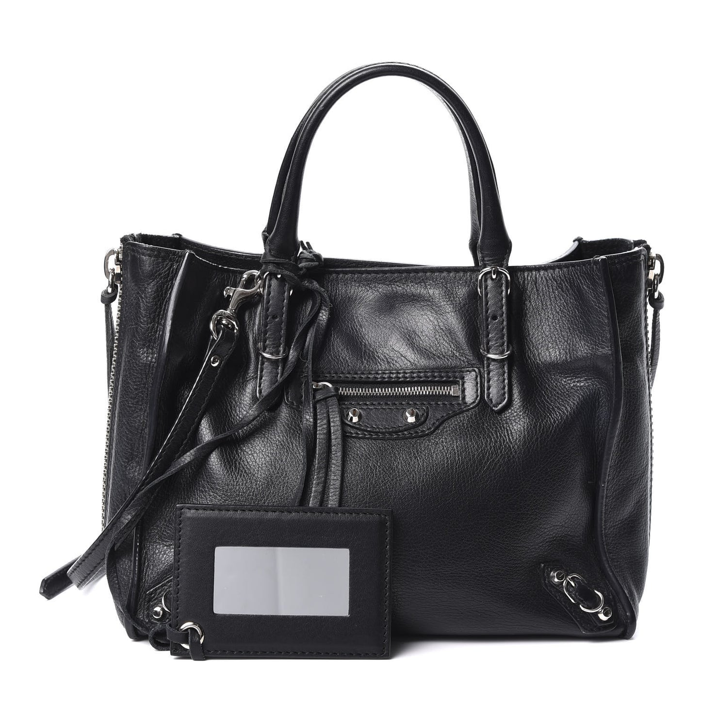 Calfskin Papier Mini A4 Zip Around Tote Black
