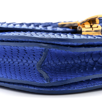 Celine Snakeskin Medium Classic Box Flap Blue 9 of 12