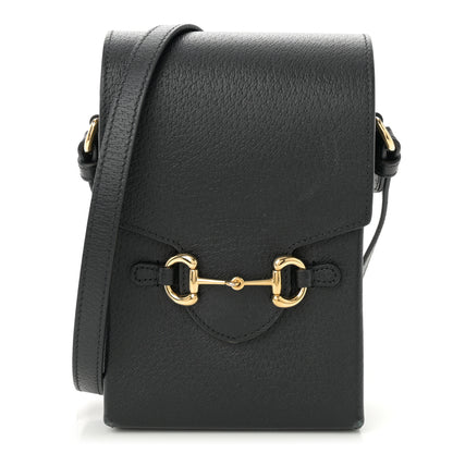 Gucci Dollar Calfskin Vertical Horsebit 1955 Crossbody Bag Black 1 of 14