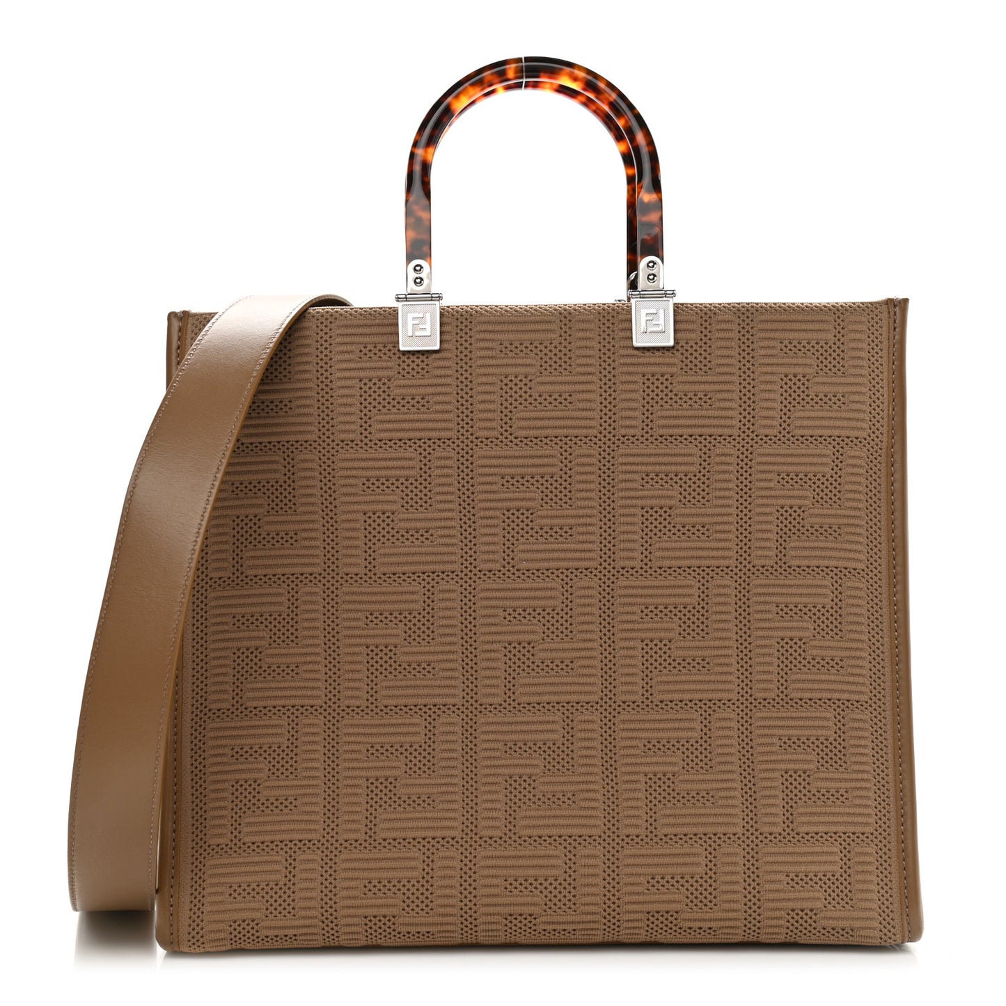 Technical Fabric Plexiglass FF Medium Fendi Sunshine Shopper Tote Sand