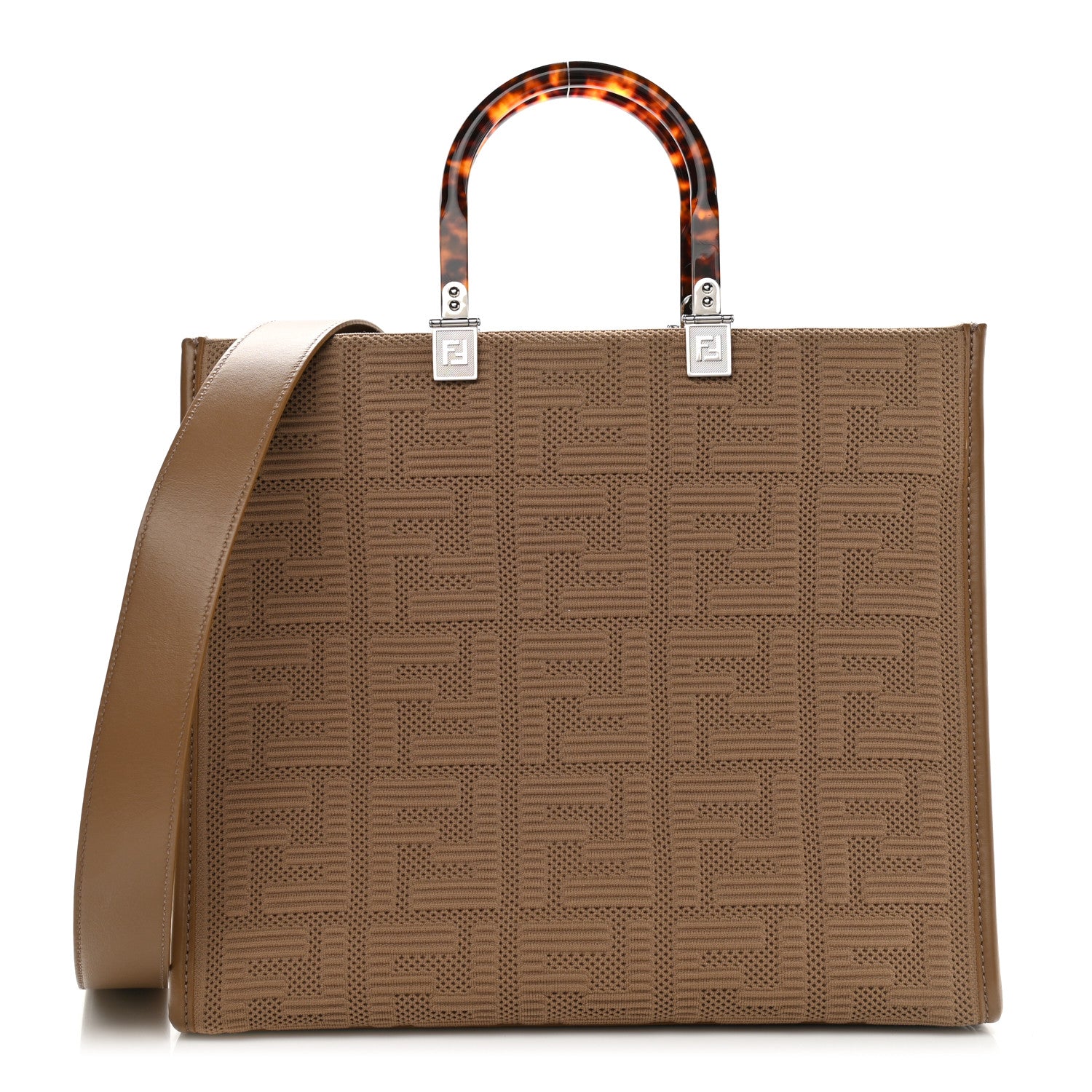 Fendi Technical Fabric Plexiglass FF Medium Fendi Sunshine Shopper Tote Sand 1 of 10