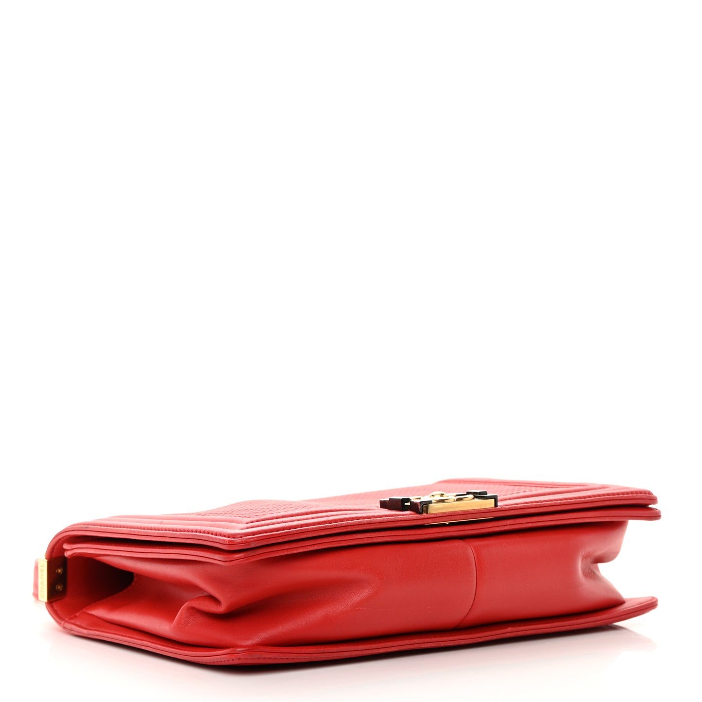 Lambskin Embossed New Medium Boy Cube Flap Red