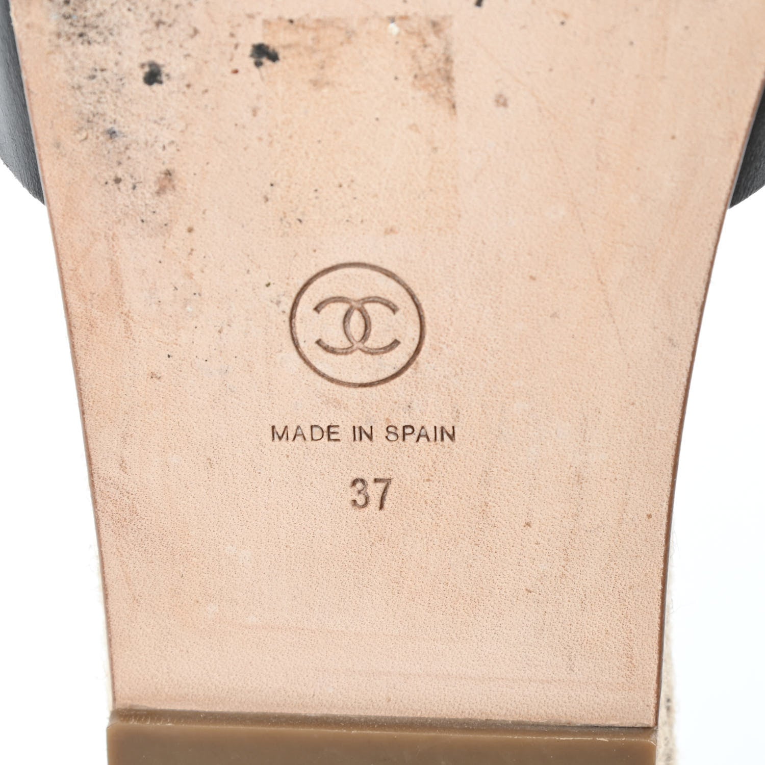 Chanel Calfskin Gripoix CC Espadrille Slip On Sandals 37 Black 7 of 12