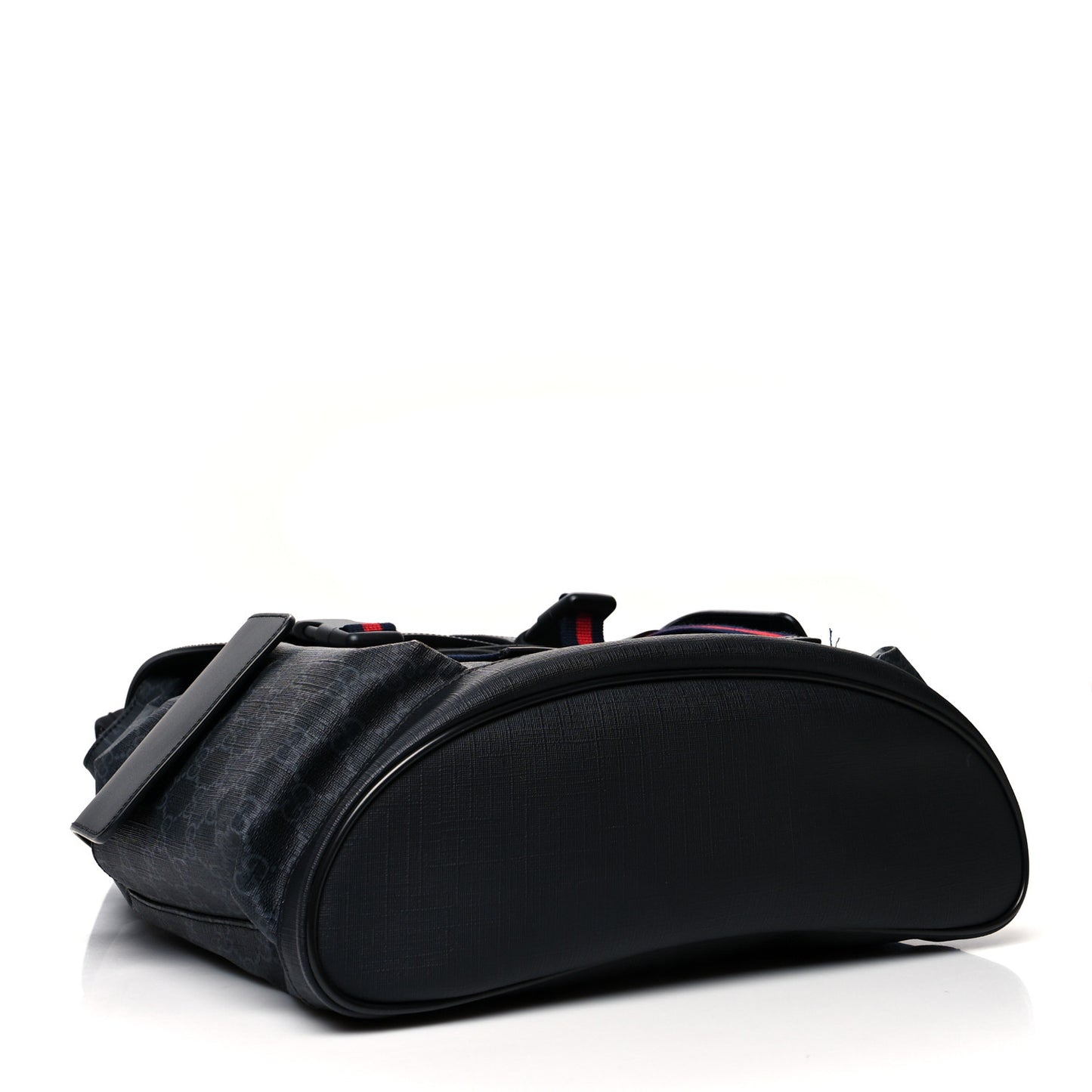 Soft GG Supreme Monogram Appia Calfskin Web Double Buckle Backpack Black