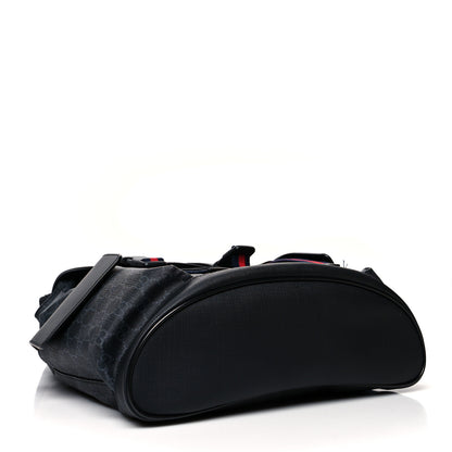 Gucci Soft GG Supreme Monogram Appia Calfskin Web Double Buckle Backpack Black 4 of 11