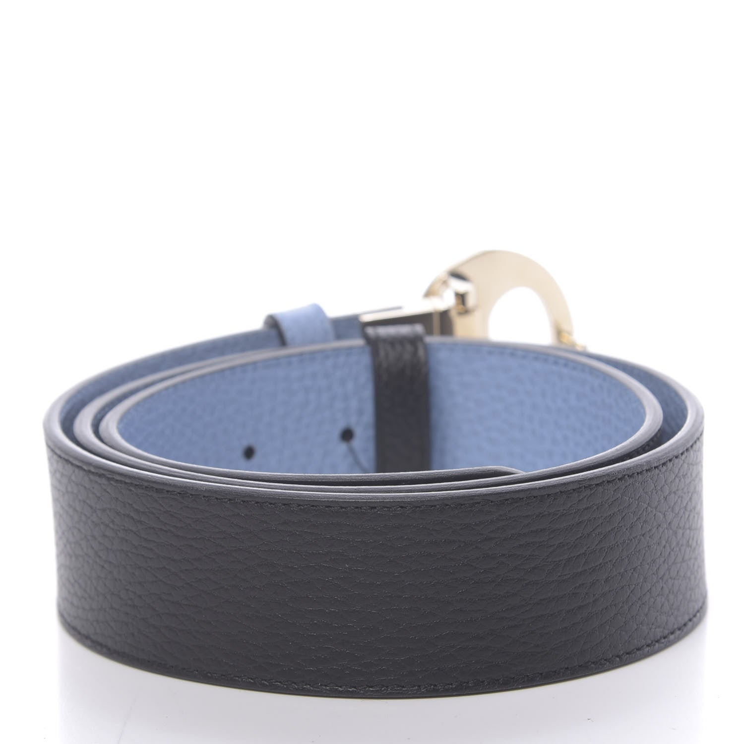Gucci Dollar Calfskin 1973 Reversible Belt 90 36 Black Mineral Blue 2 of 5