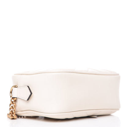 Gucci Calfskin Matelasse Mini GG Marmont Chain Shoulder Bag White 4 of 7