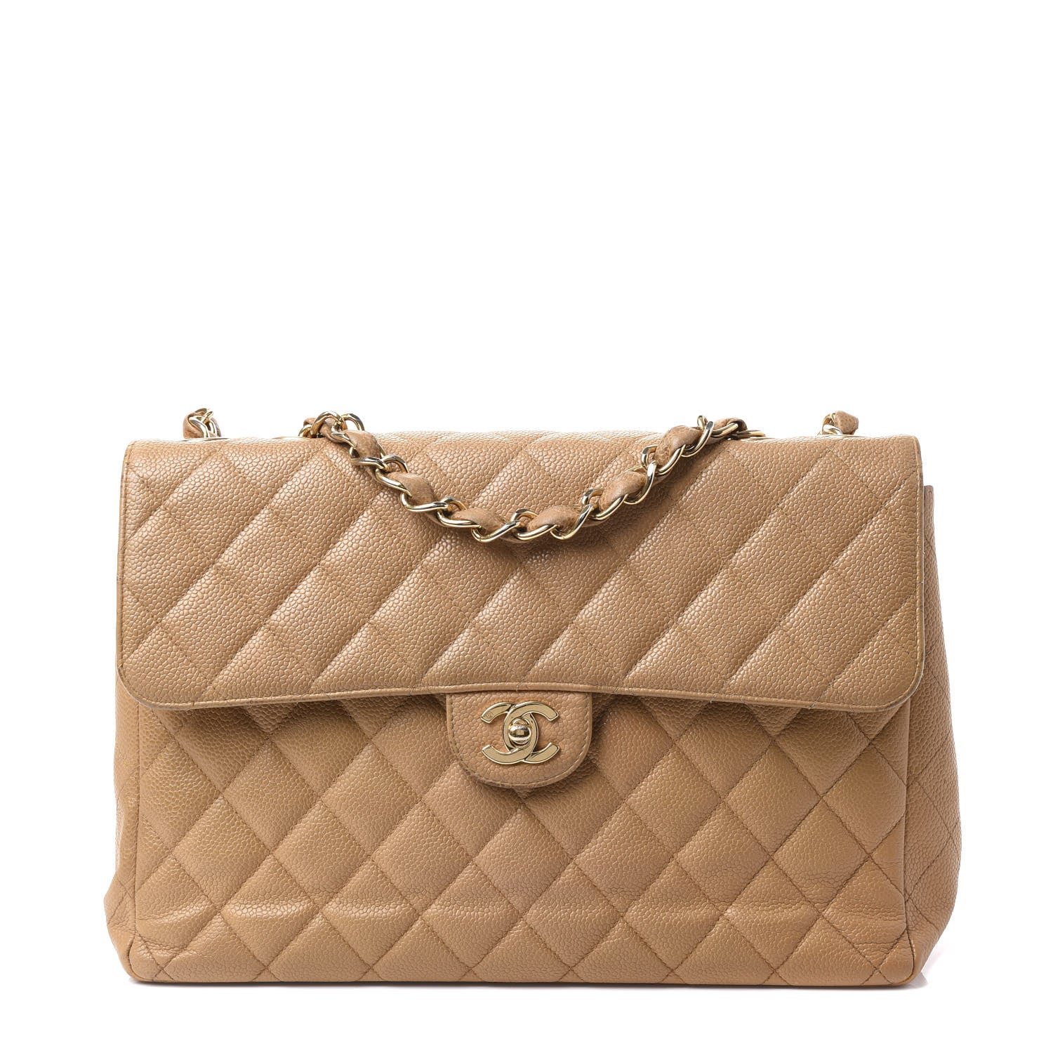 Chanel Caviar Quilted Jumbo Single Flap Beige 1 of 10