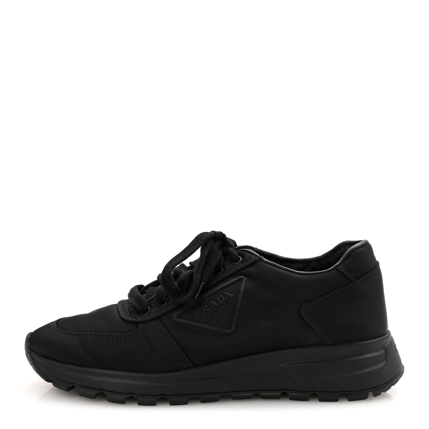 Prada Re-Nylon Gabardine Logo Sneakers 39.5 Black 1 of 7