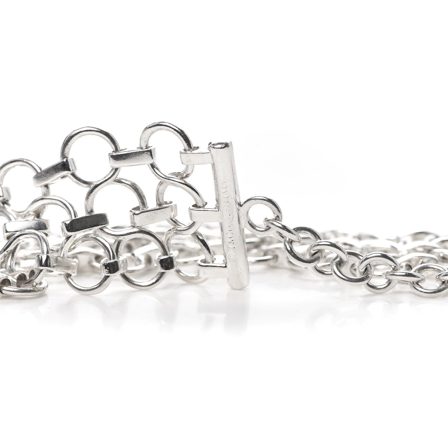 Tiffany Sterling Silver Three-Row Link Bracelet 4 of 5