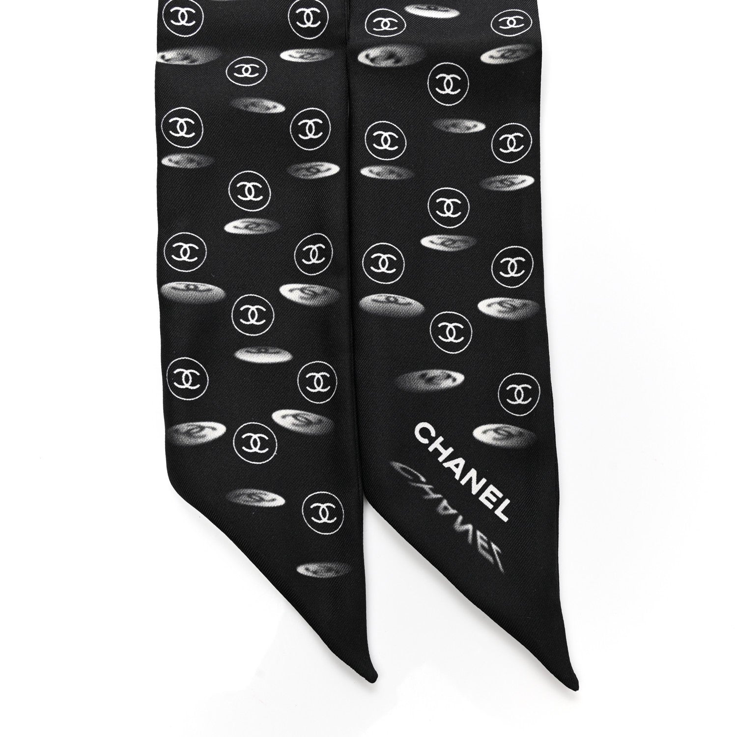 Chanel Silk CC Slim Bandeau Scarf Black 2 of 3