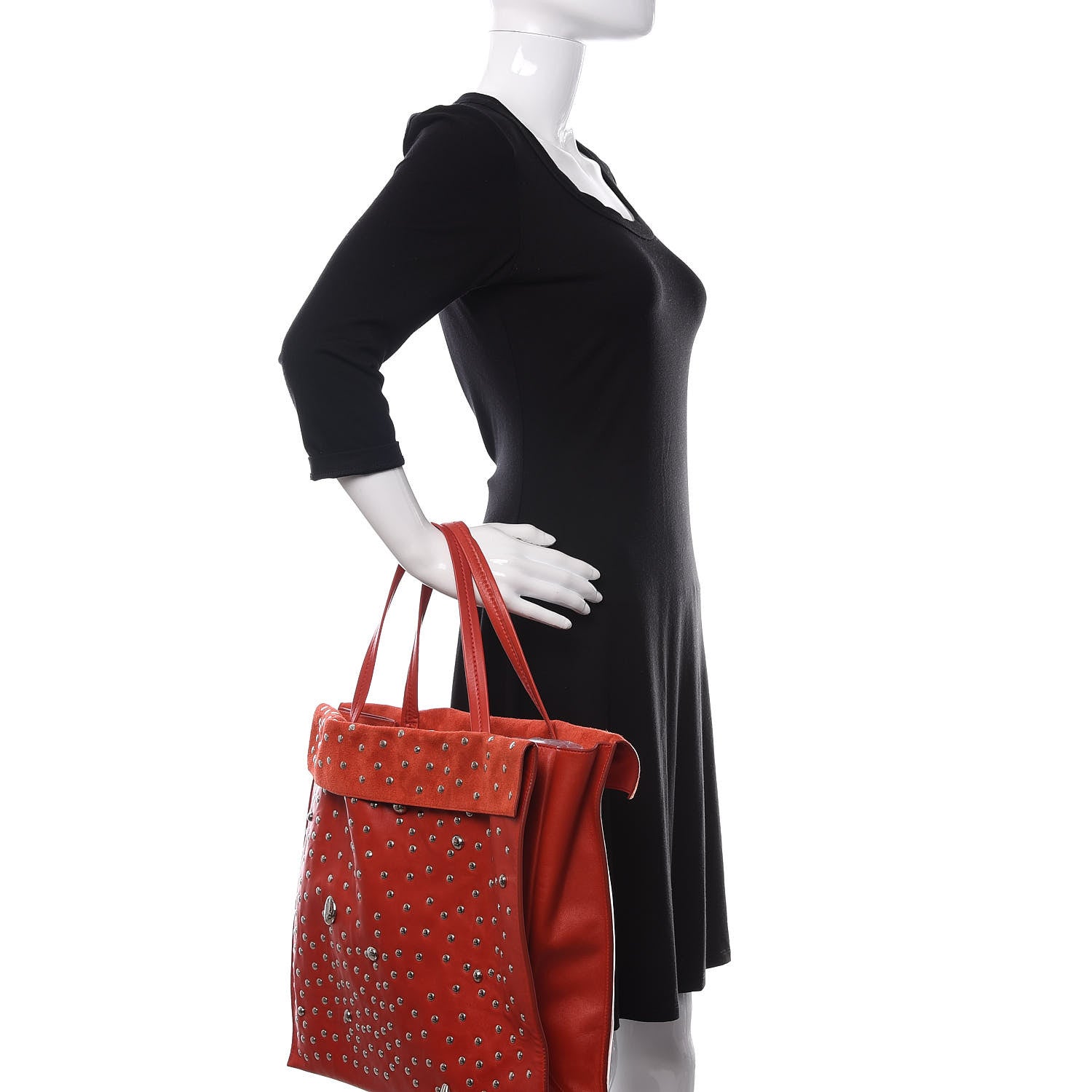 Celine Lambskin Medium Drops and Studs Tote Poppy 2 of 9