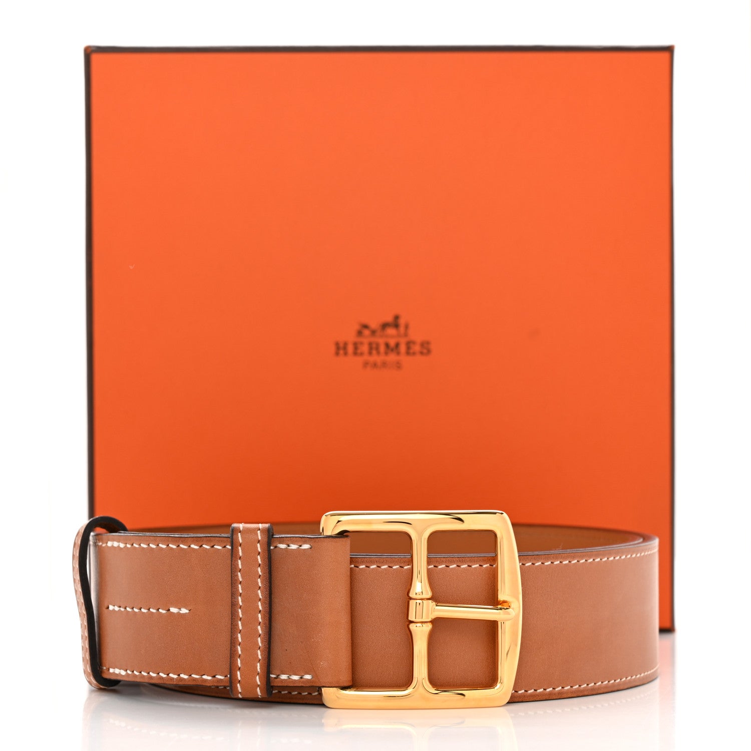 Hermes Barenia 40mm Etriviere Belt 85/34 Fauve 9 of 9
