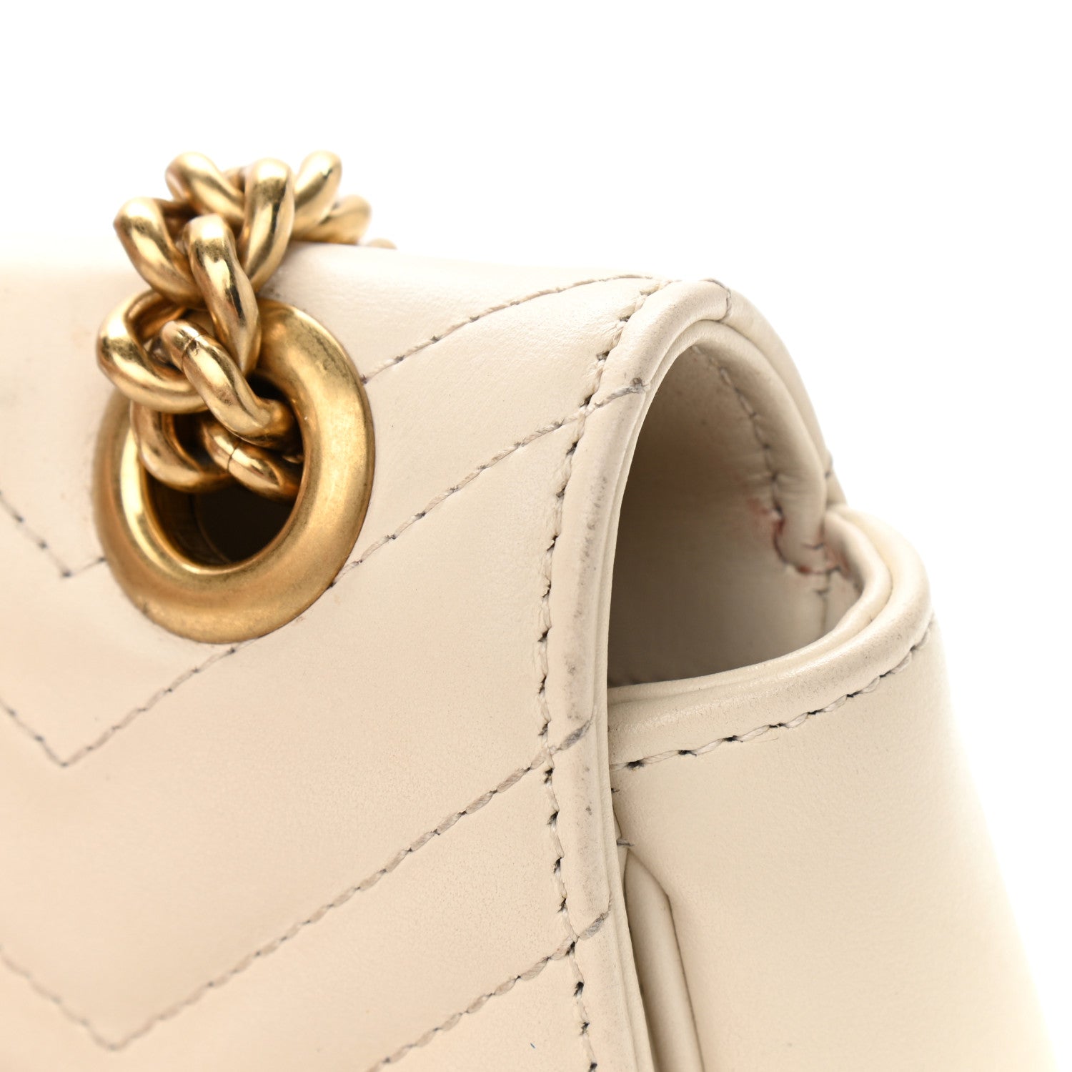 Gucci Calfskin Matelasse Mini GG Marmont Shoulder Bag White 14 of 17