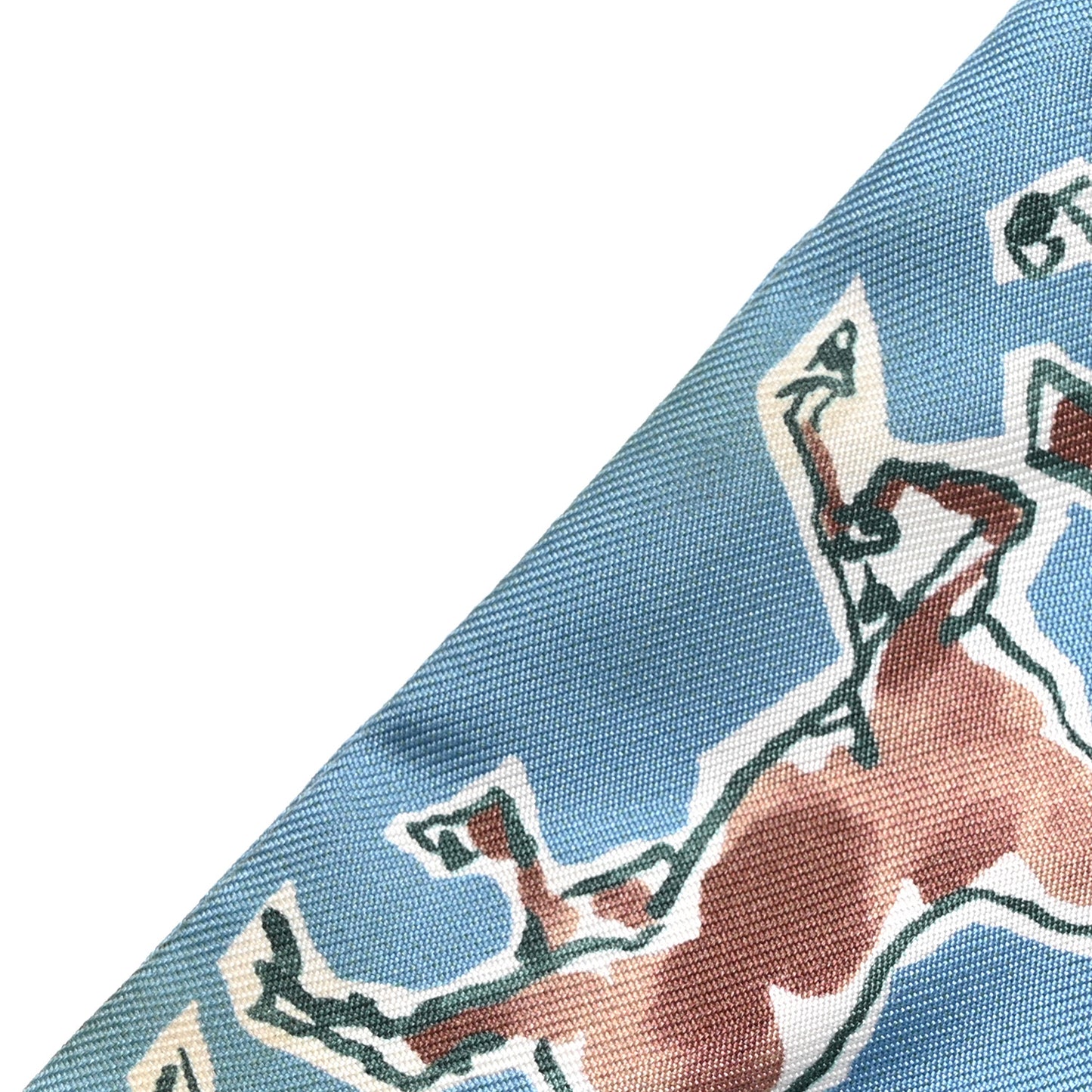 Silk Chevaux En Liberte Twilly Bleu Glacier Beige