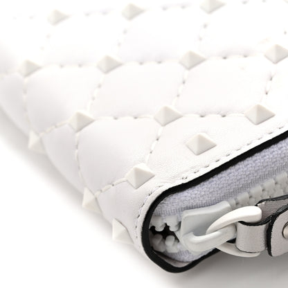 Valentino Garavani Nappa Monochrome Rockstud Spike Zip Around Wallet White 8 of 9