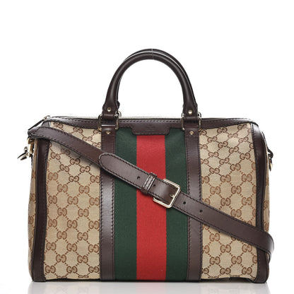 Gucci Monogram Vintage Web Medium Boston Dark Brown 1 of 12