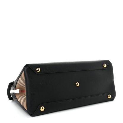 Burberry Derby Calfskin House Check Medium Banner Tote Black 4 of 10