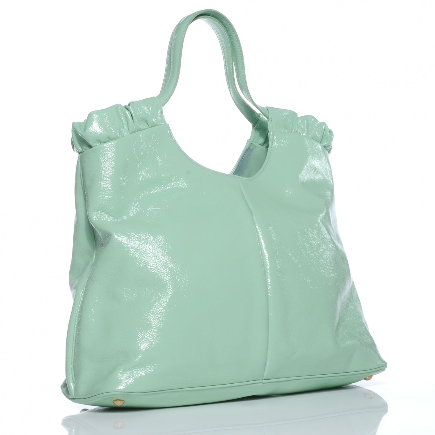 Saint Laurent Patent Belle de Jour Cabas Tote Mint Green 3 of 7