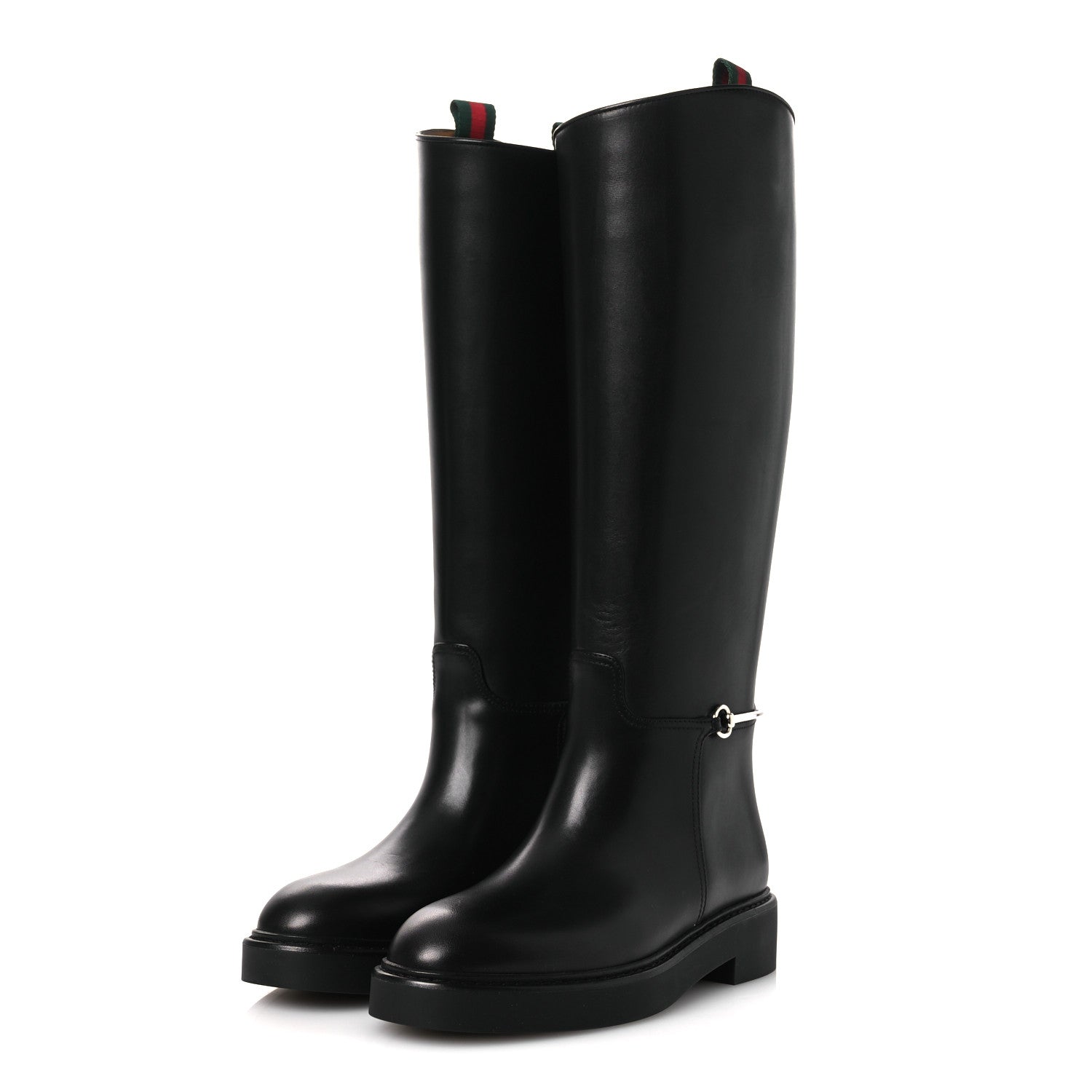 Gucci Shiny Calfskin Michelangelo Slim Horsebit Riding Boots 36 Black 7 of 22