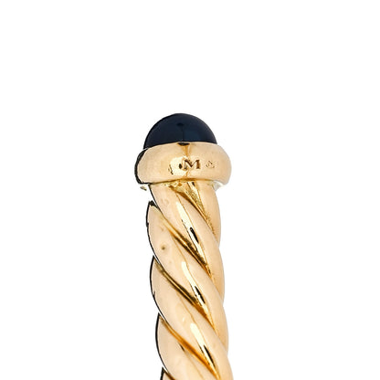 David Yurman 18K Yellow Gold Blue Sapphire 4mm Cablespira Bracelet 4 of 4