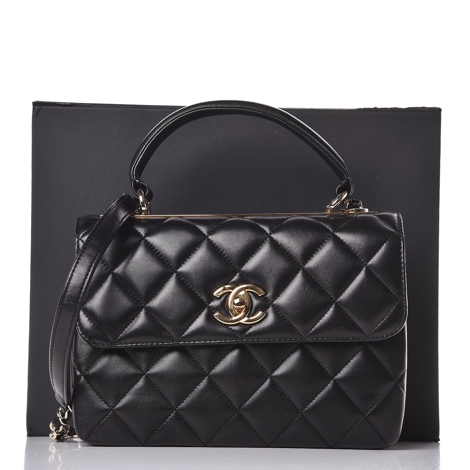 Chanel Lambskin Quilted Small Trendy CC Dual Handle Flap Bag Black 10 of 10
