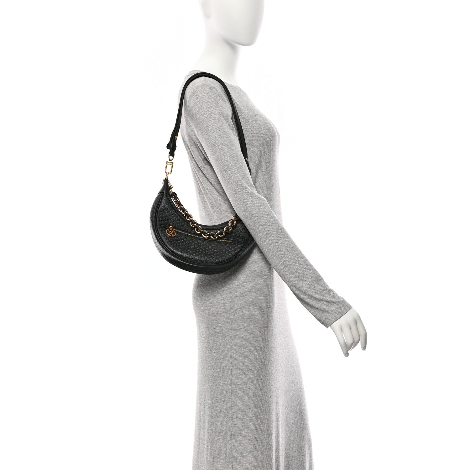 Louis Vuitton Calfskin Embossed Monogram Loop Black 2 of 9