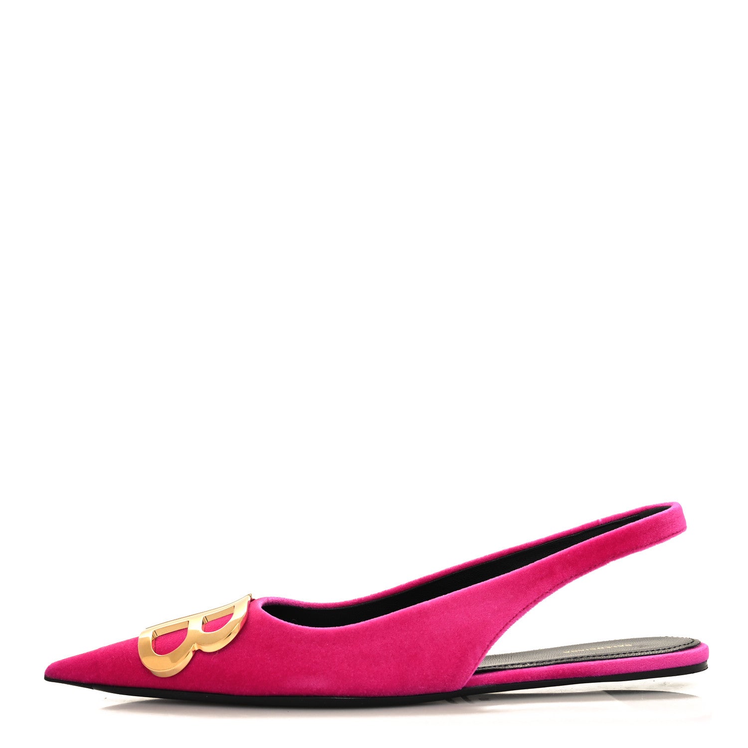 Balenciaga Velvet BB Knife Pointy Toe Slingback Flats 36 Pink 1 of 8