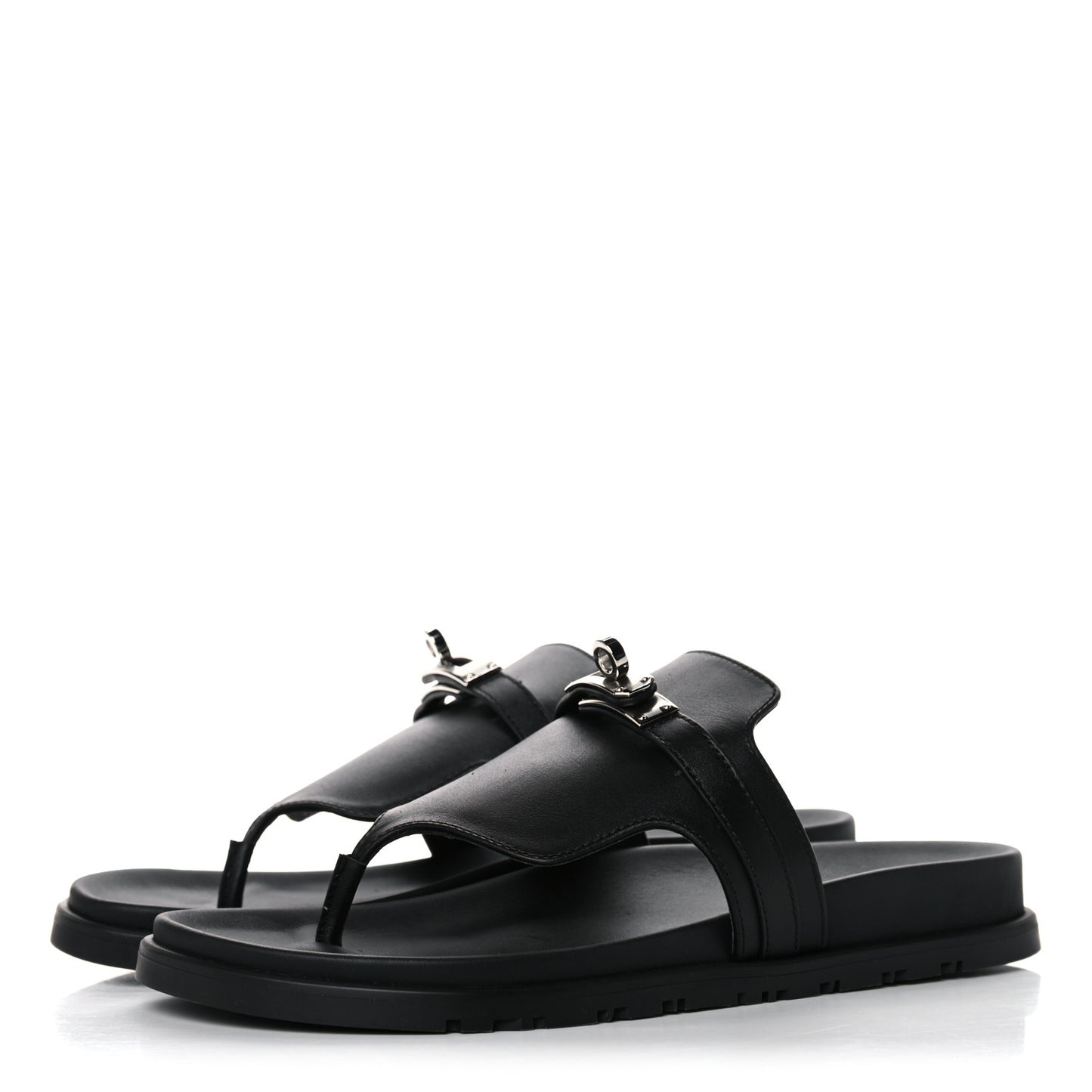 Calfskin Womens Empire Sandals 38.5 Black