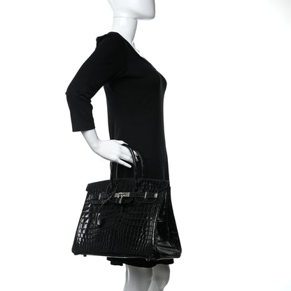 Hermes Shiny Niloticus Crocodile Birkin 35 Black 2 of 37
