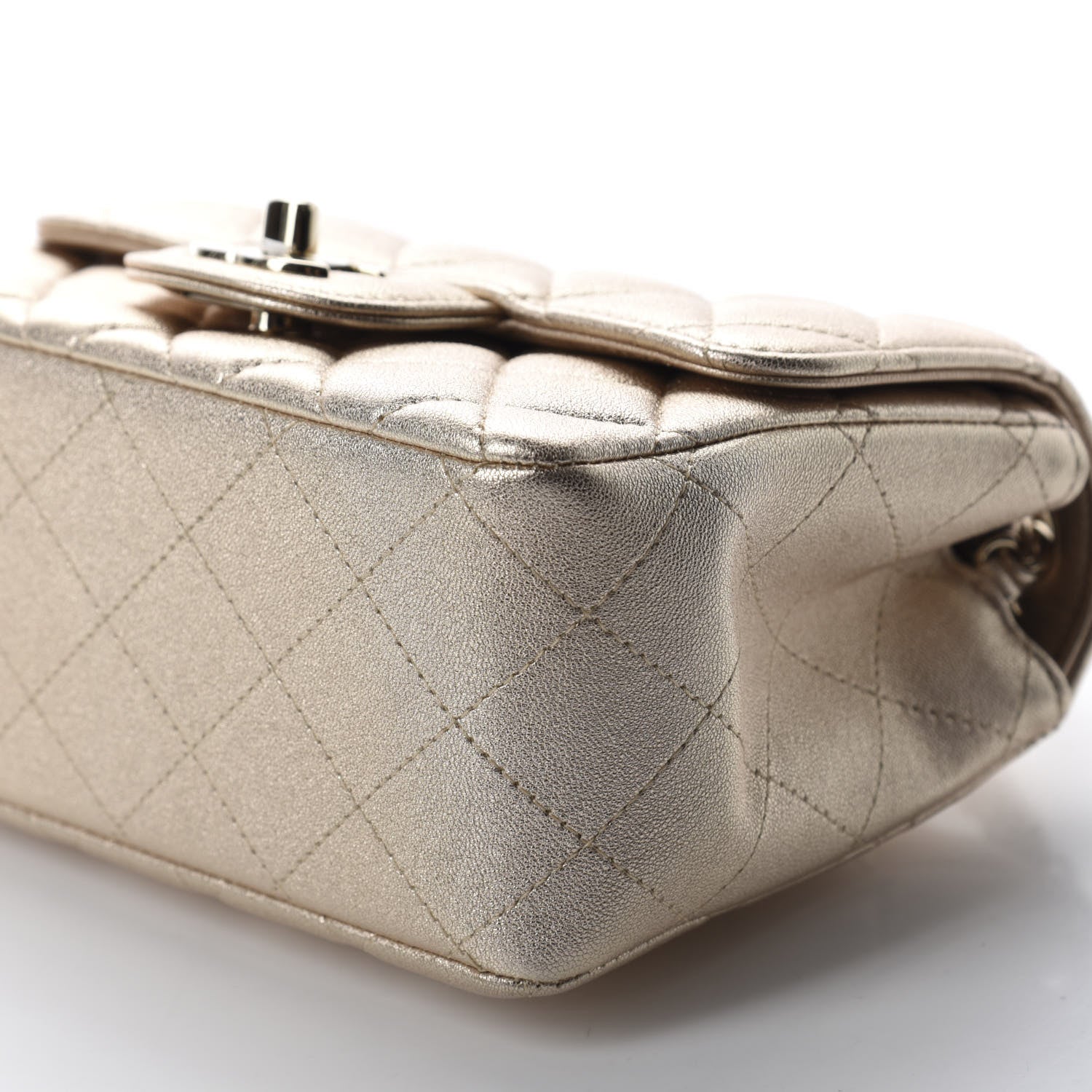 Chanel Metallic Lambskin Quilted Mini Square Flap Gold 7 of 10