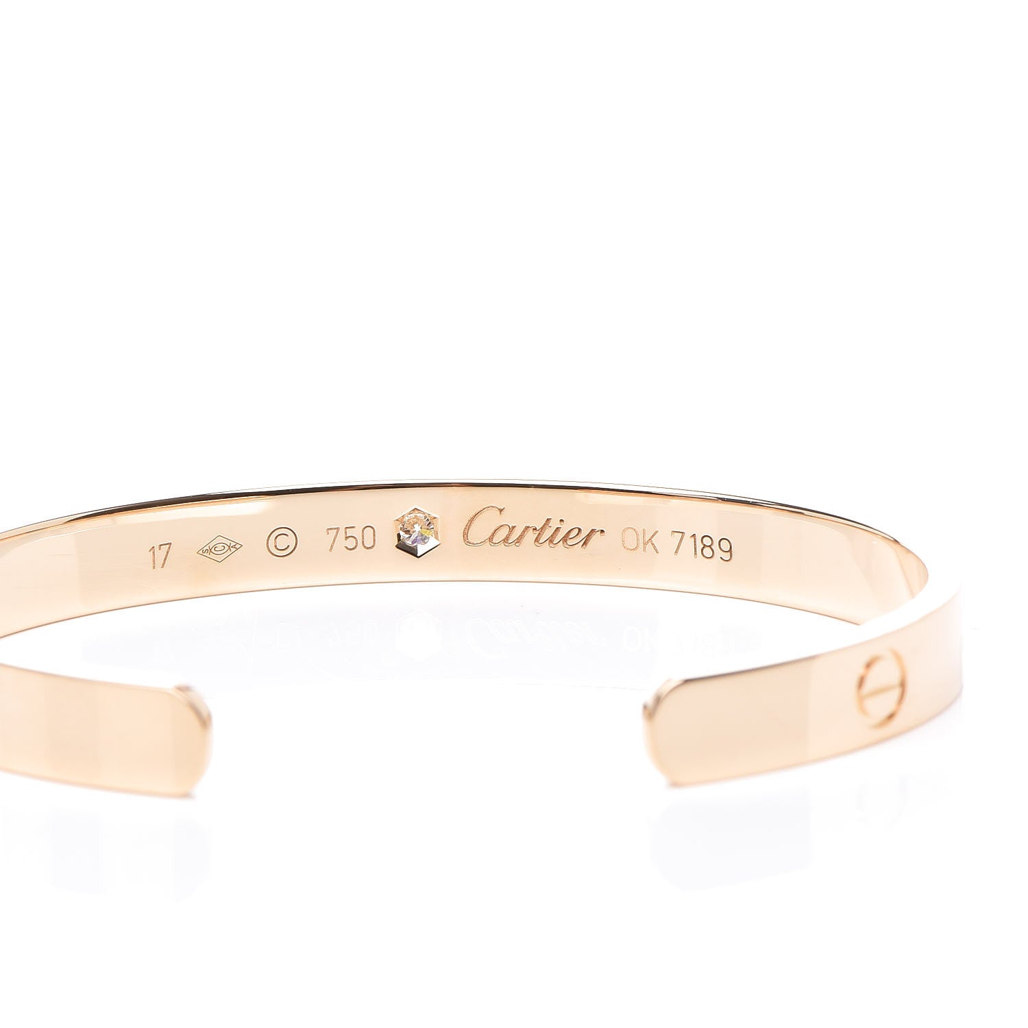 Cartier 18K Yellow Gold 1 Diamond LOVE Cuff Bracelet 17 4 of 5