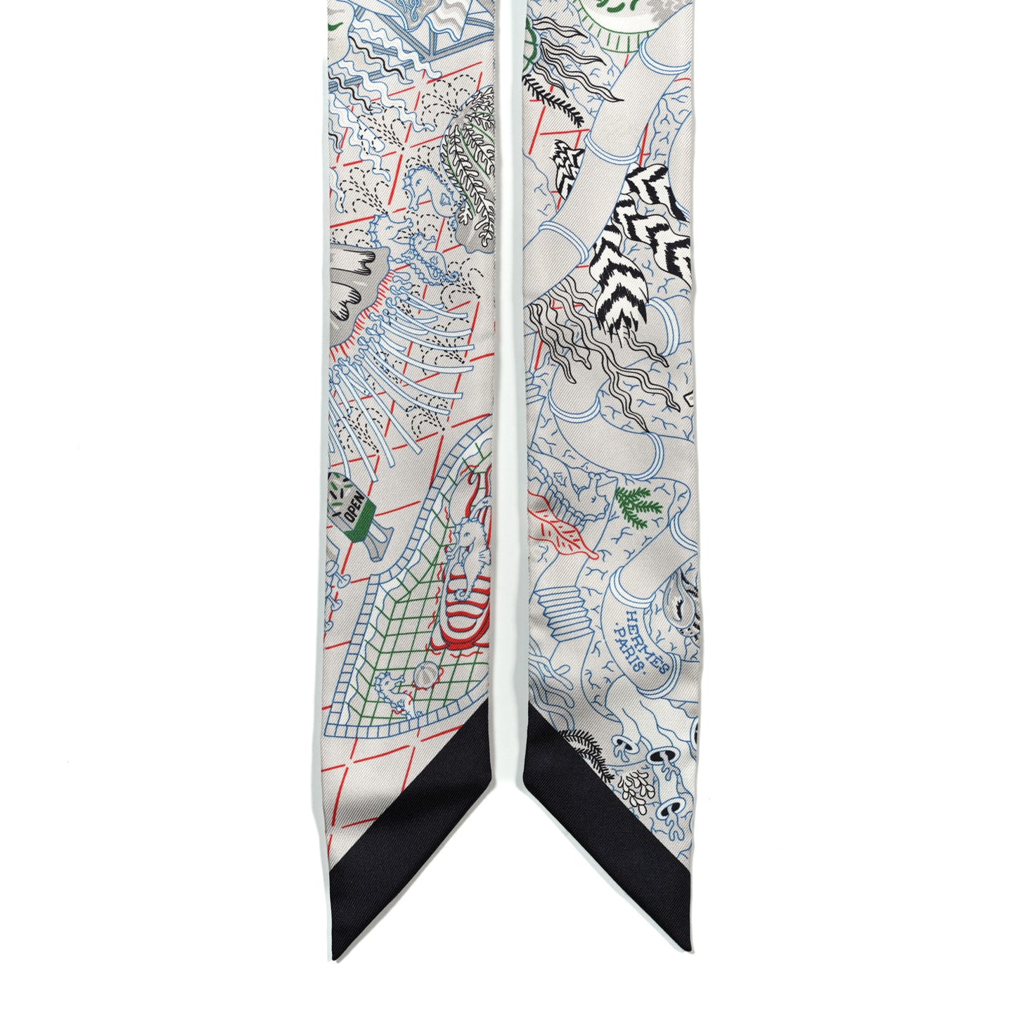 Silk Splash Park Twilly Gris Perle Vert Black