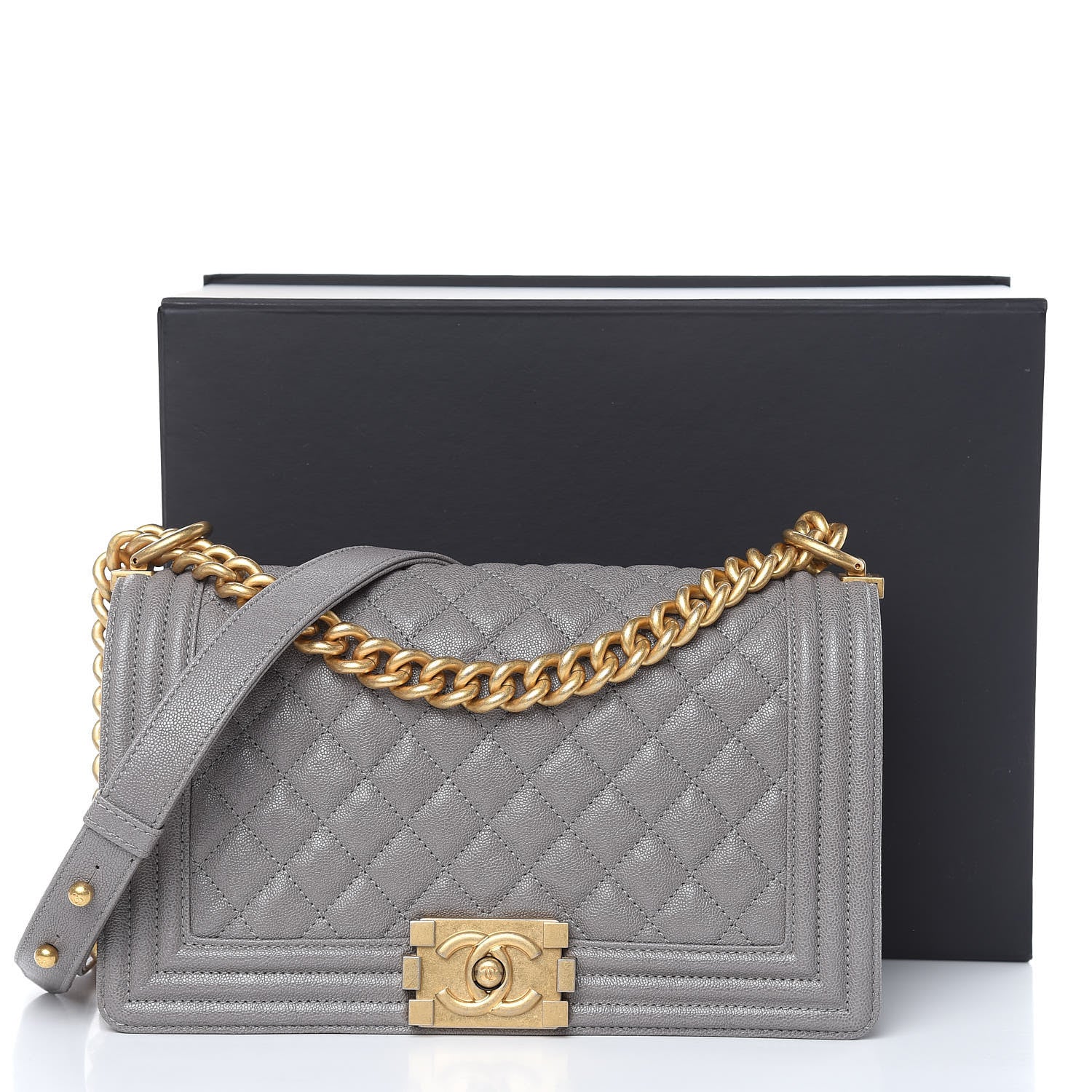 Chanel Caviar Quilted Medium Boy Flap Grey 10 of 10