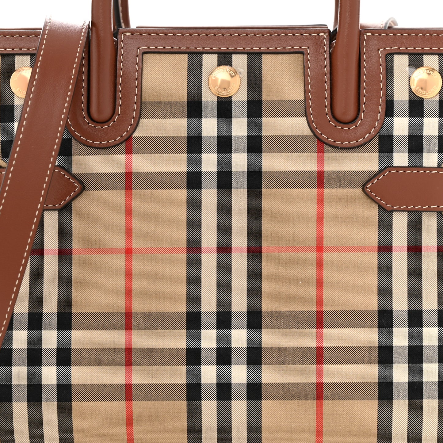 Calfskin Vintage Check Mini Two Handle Title Bag Archive Beige