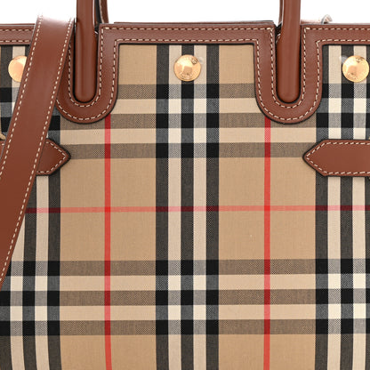 Burberry Calfskin Vintage Check Mini Two Handle Title Bag Archive Beige 7 of 9