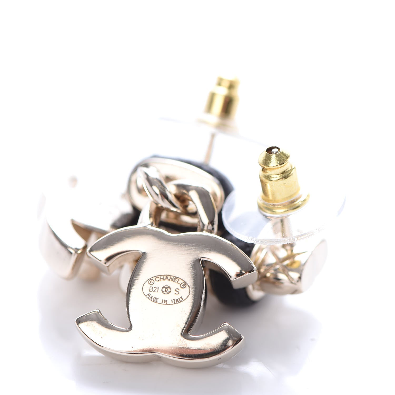 Chanel Lambskin CC Turnlock Drop Earrings Gold Black 4 of 4