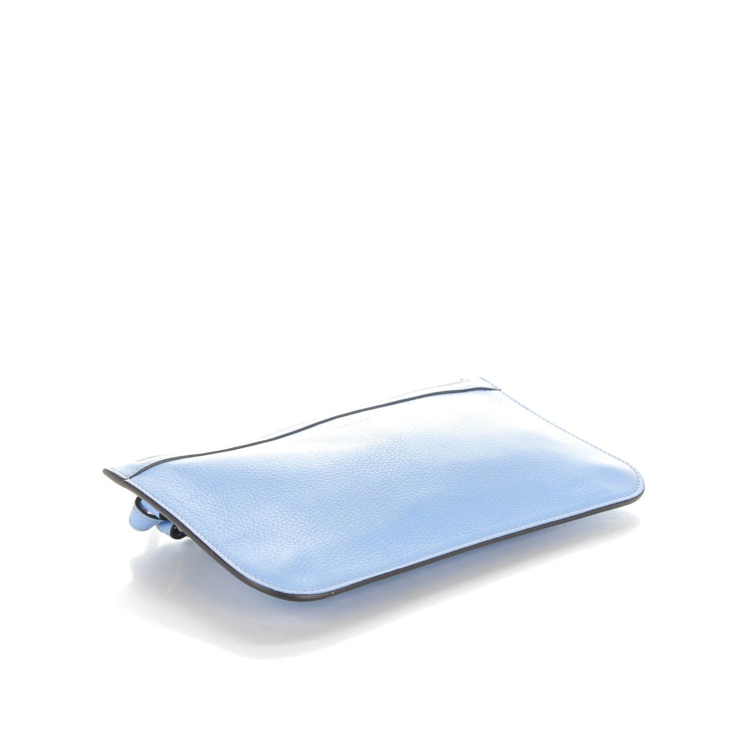 Pebbled Calfskin Zip Pouch Mineral Blue