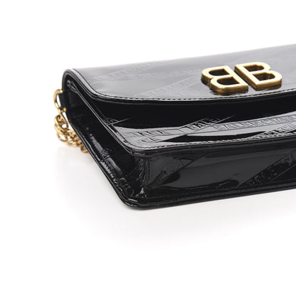 Balenciaga Patent Losange Monogram Embossed BB Wallet On Chain Black 6 of 8