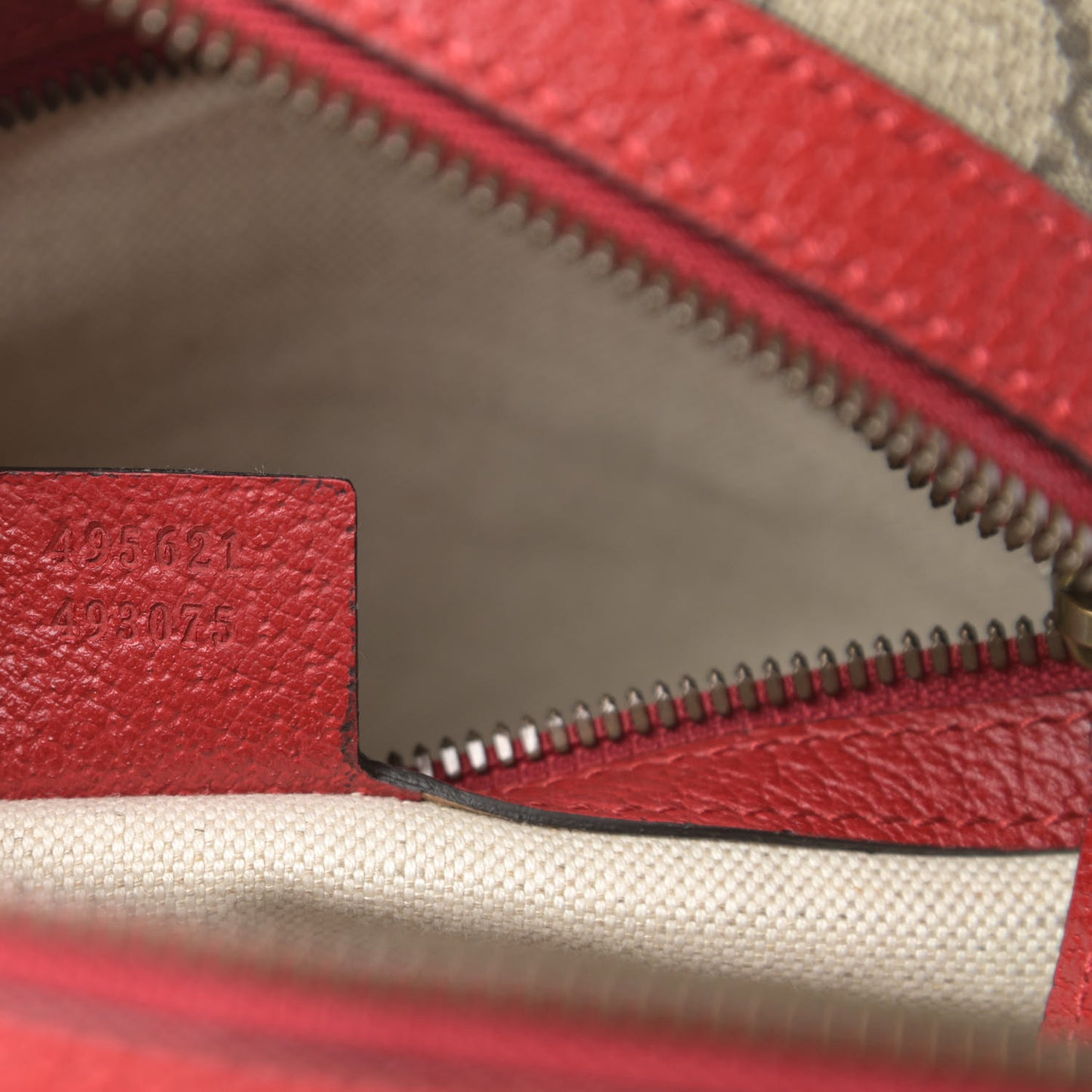 GG Supreme Monogram Web Bosco Patch Dome Backpack Beige Malva Hibiscus Red