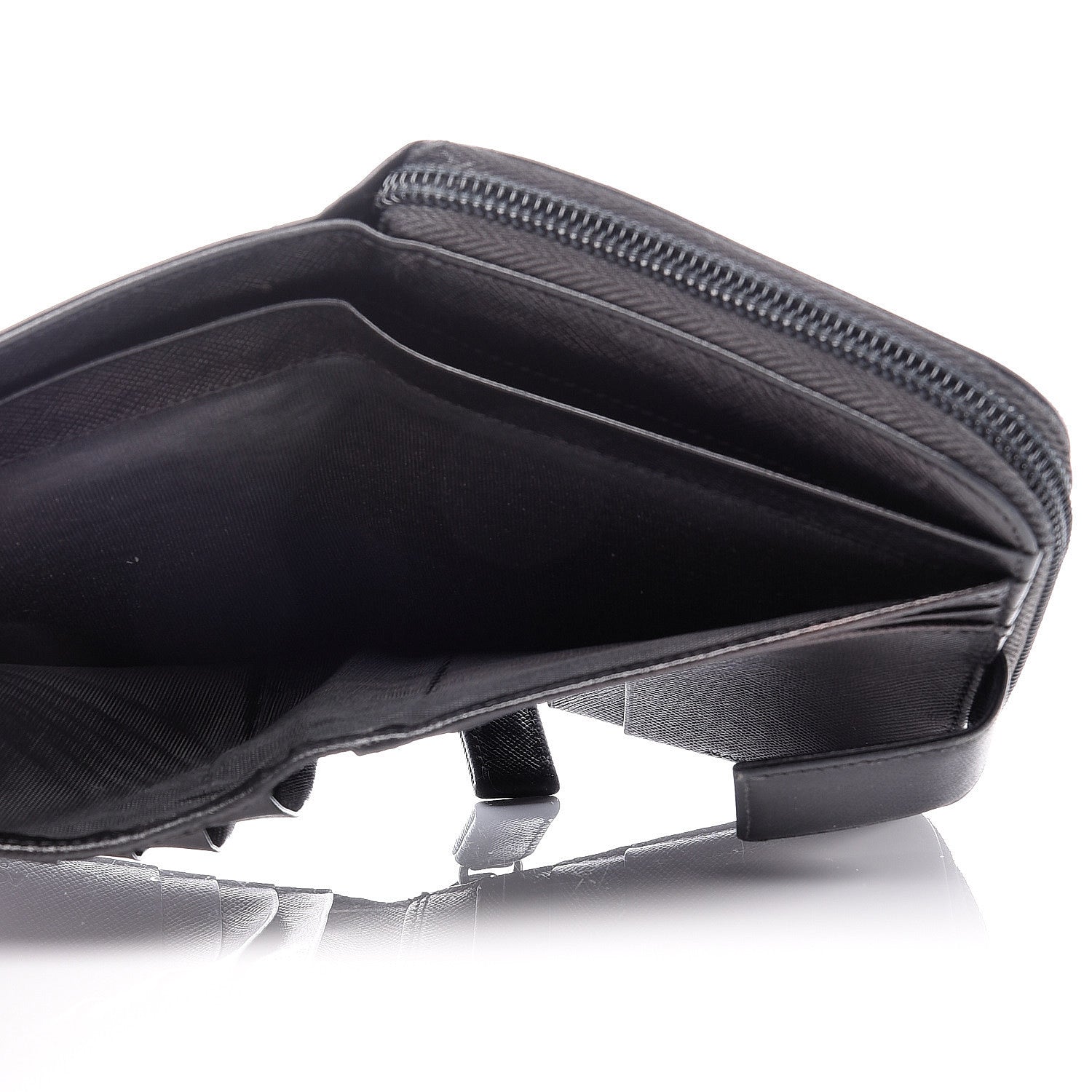 Prada Saffiano Compact Zip Around Wallet Black 7 of 14