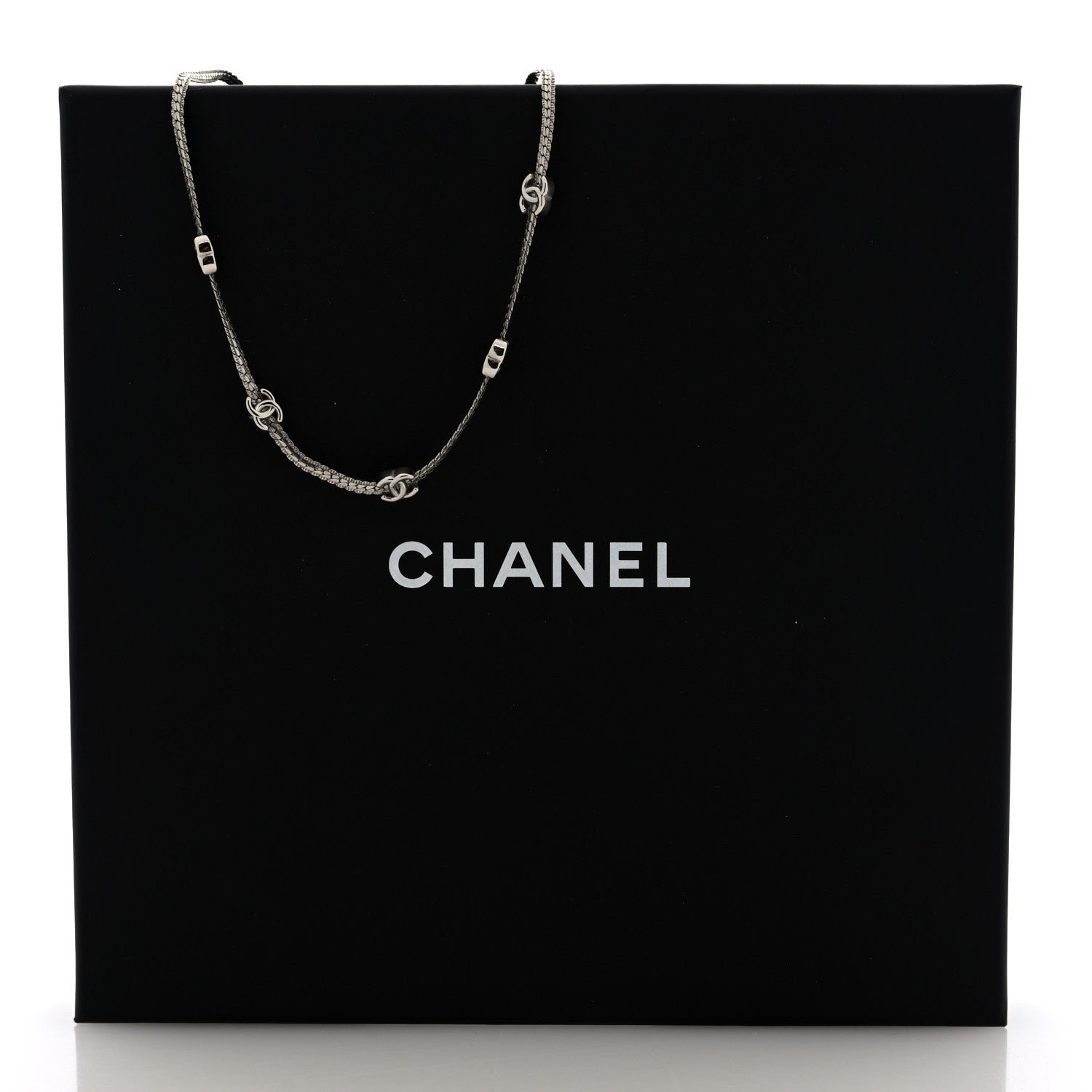 Chanel Metal CC Short Chain Necklace Silver 5 of 5