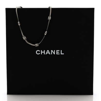 Chanel Metal CC Short Chain Necklace Silver 5 of 5