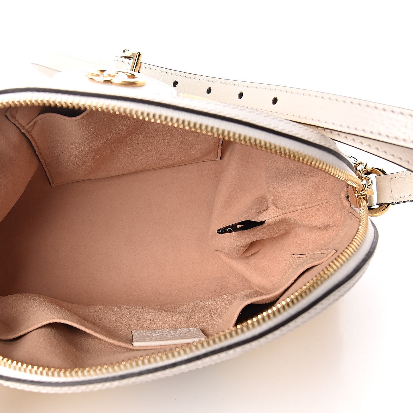Suede Calfskin GG Web Small Ophidia Dome Shoulder Bag Burro New Mystic White