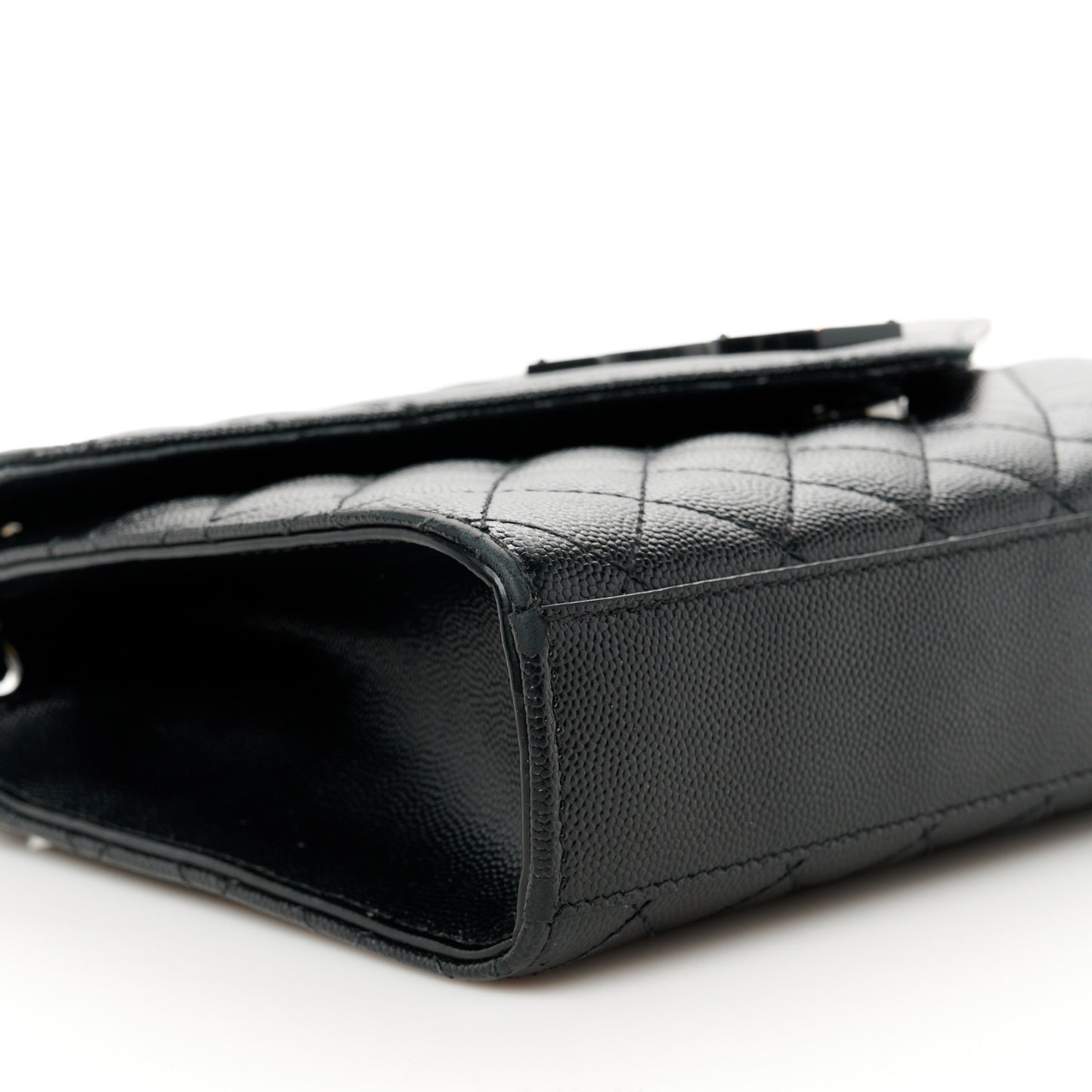 Grain De Poudre Textured Mixed Matelasse Triquilt Medium Monogram Monochrome Satchel Black