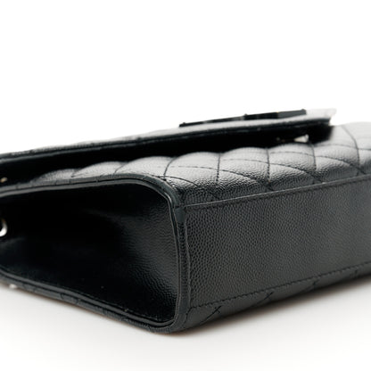 Saint Laurent Grain De Poudre Textured Mixed Matelasse Triquilt Medium Monogram Monochrome Satchel Black 10 of 15