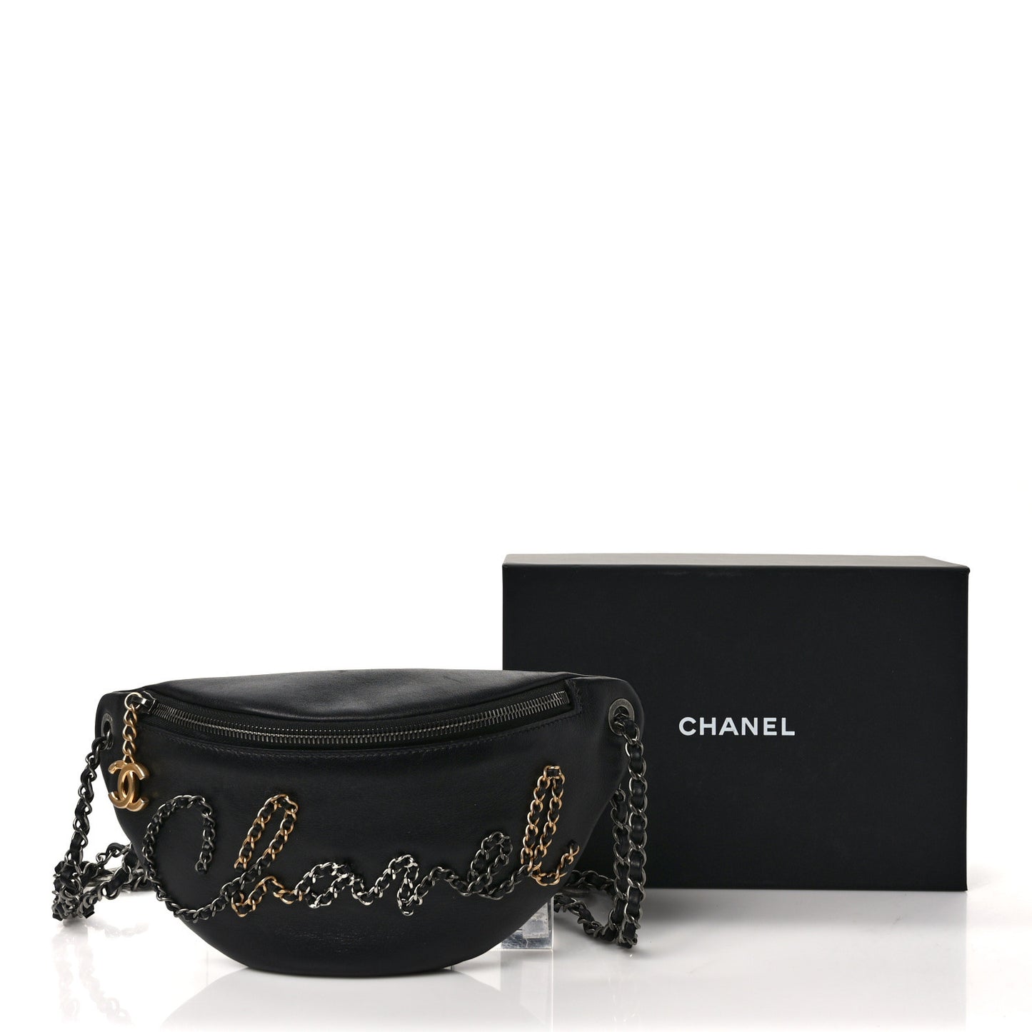 Calfskin Chain 20s Signe Waist Bag Black