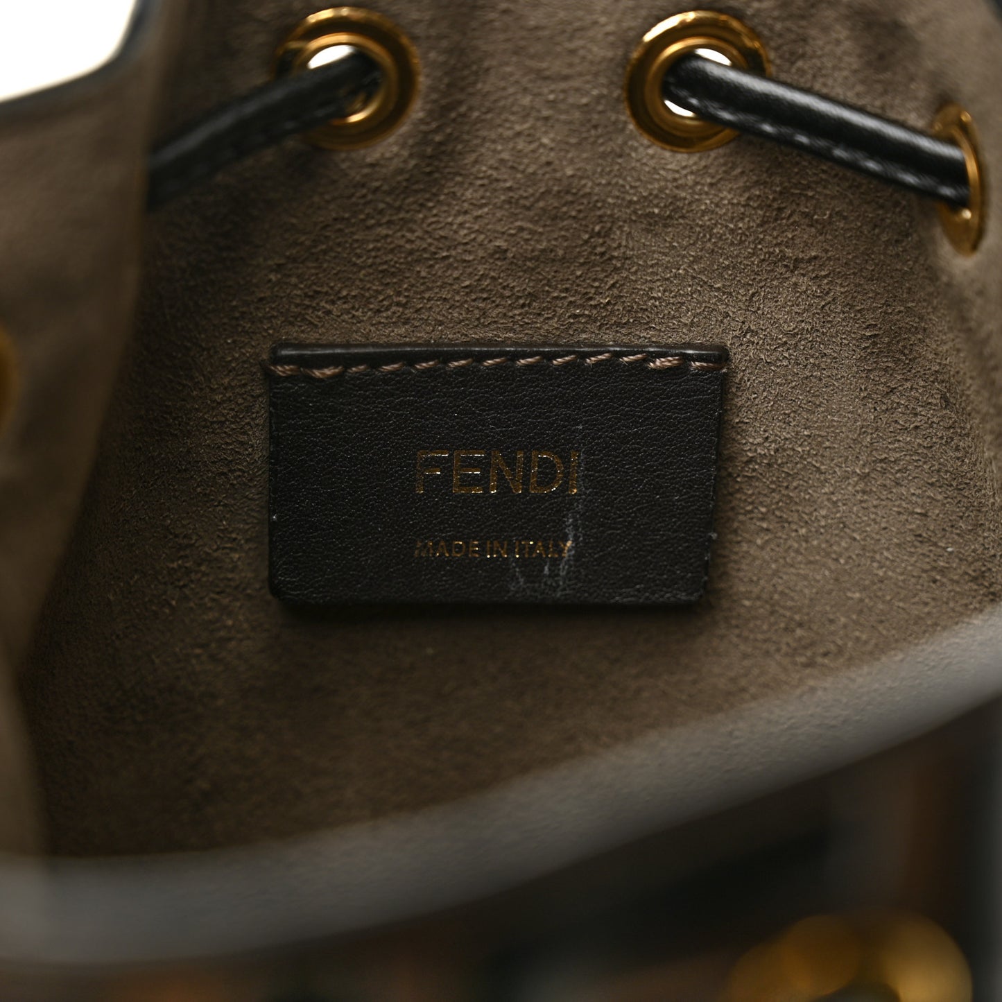 Vitello Liberty F is Fendi Bi-Color FF 1974 Embossed Mini Mon Tresor Bucket Bag Maya Black